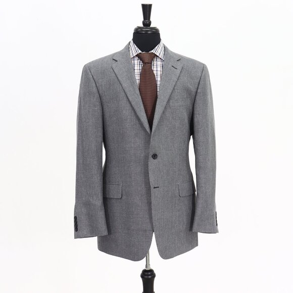 Hickey Freeman 44L Gray Solid 2-Button Sport Coat Blazer Jacket G457